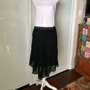 bv.blu Sheer Victorian Midi Flared Skirt